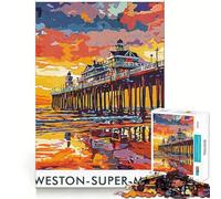 Weston-super-Mare Pier Jigsaw for Teenagers1000 Pieces Mind Boost Game Firm Fit Secure Assembly Bonding Activity for Loved Ones (50x75cm)