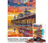 Weston-super-Mare Pier Jigsaw Puzzles 1000 Recall Fun Play Burr Free Clean Cut Pieces Portable Travel Friendly Fun Game (38x26cm)