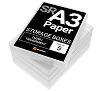 WestonBoxes A3 Plastic Storage Box with lid for A3 or SRA3 Paper (Clear, Pack of 5)