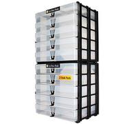 WestonBoxes A4 Box Stak, Stackable Craft Storage Box Unit Including Plastic A4 Storage Boxes with Lids (Transparent, Pack of 2)