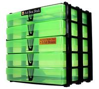 WestonBoxes A4 Box Stak, Storage Unit Including 5 A4 Boxes (Green, Pack of 1)