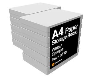 WestonBoxes A4 Opaque and Impact Resistant Craft Storage Boxes with Lids for Art Supplies, Paper and Card - 3.6 litre volume ( Opaque White / Pack of 10 )