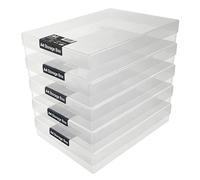 WestonBoxes A4 Plastic Craft Storage Boxes with Lids for Art Supplies, Paper and Card - 3.6 Litre Volume (Clear, Pack of 5)