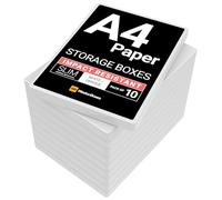 WestonBoxes A4 Slim Clear Plastic Storage Box with Lid, Stores 150 Sheets
