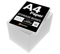 WestonBoxes A4 Slim Clear Plastic Storage Box with Lid, Stores 150 Sheets