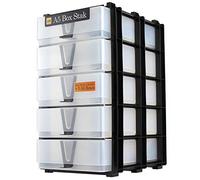 WestonBoxes A5 Box Stak Craft Storage Unit Including 5 Plastic A5 Boxes with handles (Clear)