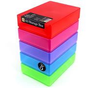 WestonBoxes A5 Plastic Craft Storage Boxes with Lids for Art Supplies, Paper and Card - 1.8 Litre Volume (Multicolour, Pack of 5)