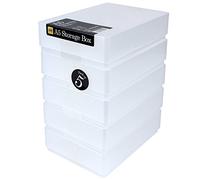 WestonBoxes A5 Plastic Craft Storage Boxes with Lids for Art Supplies, Paper and Card - 1.8 Litre Volume (Clear, Pack of 5)