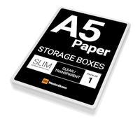 WestonBoxes A5 Slim Plastic Presentation Boxes with Lids for A5 Paper and Cardmaking Supplies (Pack of 1, Clear (Transparent))