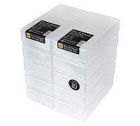 WestonBoxes Plastic Storage Boxes with Lids for Pens, Pencils and Stationery - 1.4 Litre Volume (Clear, Pack of 10)