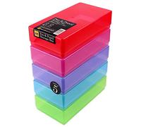 WestonBoxes Plastic Storage Boxes with Lids for Pens, Pencils and Stationery - 1.4 Litre Volume (Multicoloured/Transparent, Pack of 5)