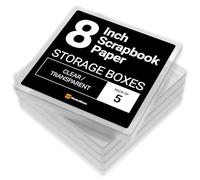 WestonBoxes Scrapbook Paper Pad Storage Box for 8" x 8" inch Card perfect for protecting expensive Origami and Craft Paper (Transparent, 5-pack)