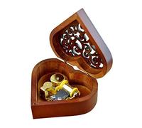 WESTONETEK Heart Shape Vintage Wood Carved Mechanism Musical Box Wind Up Music Box Gift For Christmas/Birthday/Valentine's day, Melody Happy Birthday to You