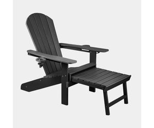 Westport Black Adirondack Garden Chair with Footstool