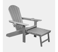 VonHaus Adirondack Garden Chair – Grey, Water-resistant HDPE with Footstool, Foldable