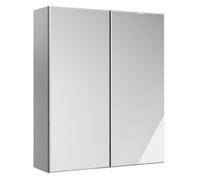 Westport Matt Stone Grey Bathroom Double Wall Cabinet With 2 Mirror Doors (H)72Cm (W)59.5Cm