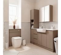 Westport Matt Stone Grey Double Bathroom Wall Cabinet With 2 Mirror Doors (H)720mm (W)595mm