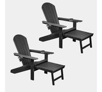 VonHaus Westport Reclining HDPE Adirondack Garden Chair with Footrest in Black | Size: 2 Pack VonHaus Black 2 Pack