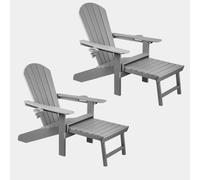 VonHaus Set of 2 Waterproof HDPE Garden Adirondack Chairs with Footstool in Grey | Size: 2 Pack VonHaus Grey 2 Pack