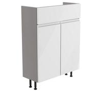 Westport Slim Slimline Gloss White Double Freestanding Bathroom Vanity Unit (H) 820mm (W) 595mm