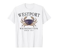 Westport Washington Since 1857 Dungeness Crab Black Letters Value Graphic T-Shirt