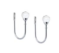 Westspark Crystal curtain hold backs Silver, U Style Metal TieBacks for Curtains Modern Design for Curtain Holdback(Bright Silver)