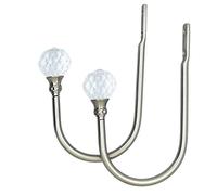 Westspark Crystal Curtain Holdbacks Silver, U Style Metal TieBacks for Curtains Modern Design for Curtain Holdback