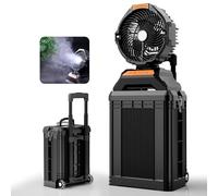 WESTTREE Misting Fan Portable with 15L Large Bucket, 4-in-1 Mist 8 Modes Spray Fan with Retractable Handle & Oscillating Outdoor Camping Fan,36H Runtime, 4-Level Wind Speed/Lighting for Tent