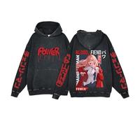 westtrend Anime Chainsaw Man Power Makima Hoodies Vintage Streetwear Denji Sweatshirts Washed Retro Hoodie Male Female Long Sleeve Pullover