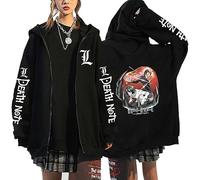 westtrend Anime Death Note Hoodies with Zipper Lawliet L Cosplay Sweatshirts Light Yagami Hoodies Misa Amane Shinigami Ryuk Loose Cardigan for Men Women