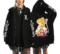westtrend Anime Death Note Hoodies with Zipper Lawliet L Cosplay Sweatshirts Light Yagami Hoodies Misa Amane Shinigami Ryuk Loose Cardigan for Men Women