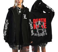 westtrend Anime Death Note Hoodies with Zipper Lawliet L Cosplay Sweatshirts Light Yagami Hoodies Misa Amane Shinigami Ryuk Loose Cardigan for Men Women