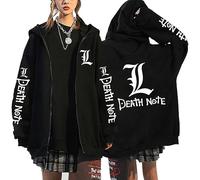 westtrend Anime Death Note Hoodies with Zipper Lawliet L Cosplay Sweatshirts Light Yagami Hoodies Misa Amane Shinigami Ryuk Loose Cardigan for Men Women