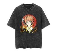 westtrend Anime T Shirts The Promised Neverland Graphics T Shirt Men Cotton Short Sleeve Unisex Vintage Washed T-shirts Summer Oversized Streetwear