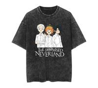 westtrend Anime T Shirts The Promised Neverland Graphics T Shirt Men Cotton Short Sleeve Unisex Vintage Washed T-Shirts Summer Oversized Streetwear