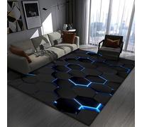 westtrend Gaming Rugs, 3D Visual Cool Line Light Style Decorative Carpet, Desk Floor Protector Mat, Suitable for Teenager Bedroom Game E-sports Room