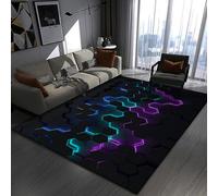 westtrend Gaming Rugs, 3D Visual Cool Line Light Style Decorative Carpet, Desk Floor Protector Mat, Suitable for Teenager Bedroom Game E-sports Room