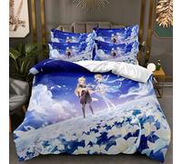 westtrend Genshin Impact Bedding Set 2PCS 3PCS Xiao Klee Prints Bedding Set Anime Quilt Cover and Pillowcases Bedding Set