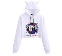 westtrend Women's and Teen Girls Hoodie Komi Can’t Communicate Printed Casual Long Sleeve Sweatshirt Anime Komi Shoko Cat Ears Cropped Top