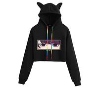 westtrend Womens Teen Girls Hoodie Komi Can’t Communicate Printed Casual Long Sleeve Sweatshirt Anime Ainz Komi Shoko Cat Ear Cropped Tops