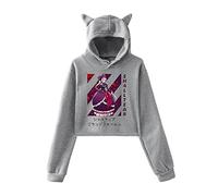 westtrend Womens Teen Girls Hoodie Overlord Printed Casual Long Sleeve Sweatshirt Anime Shalltear Bloodfallen Cat Ear Cropped Tops