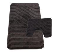 Westward Ho! Lorenzo 2 Piece Bathroom Mat Set - 100% Polypropylene Soft & Durable Bath Rugs with U-Shaped Mat - Black
