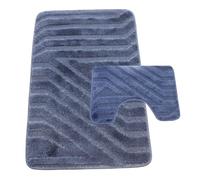 Westward Ho! Lorenzo 2 Piece Bathroom Mat Set - 100% Polypropylene Soft & Durable Bath Rugs with U-Shaped Mat - Navy