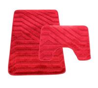 Westward Ho! Lorenzo 2 Piece Bathroom Mat Set - 100% Polypropylene Soft & Durable Bath Rugs with U-Shaped Mat - Burgundy