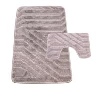 Westward Ho! Lorenzo 2 Piece Bathroom Mat Set - 100% Polypropylene Soft & Durable Bath Rugs with U-Shaped Mat - Grey