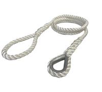 Westward Rope and Wire 3-Strand Polyester Mooring Strop, Galvanised Thimble Hard Eye and Soft Eye Loop, White, Universal Boat Fit (18mm Diameter, 4.0m)