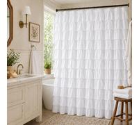 WestWeir Shower Curtain 84 Inch Extra Long Ruffle White Shower Curtain Bathroom Farmhouse Decor Soft Touch Fabric 72 Inch Wide 1 Panel
