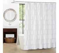 WestWeir White Ruffle Shower Curtain - Farmhouse Cloth Bathroom 72 x 72 Inches Texture Fashion