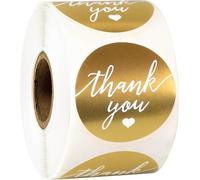 Westwolfs 500Pcs Thank You Stickers, 2.5 cm Gold and White Thank You Stickers for Small Business, Self-Adhesive Gift Labels for Gift Wraping, Party Favor and Bags