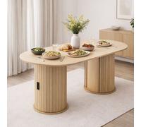 Westwood 4 To 6 People Wide Tabletop Dining Table With 3-Tier Shelves Storage Cabinet